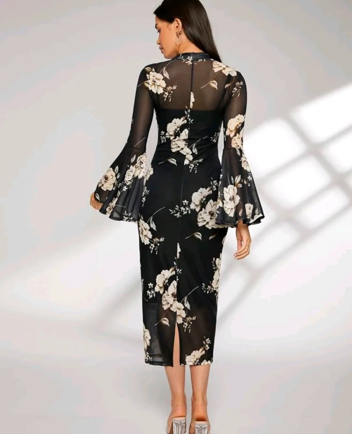 Black floral dress M