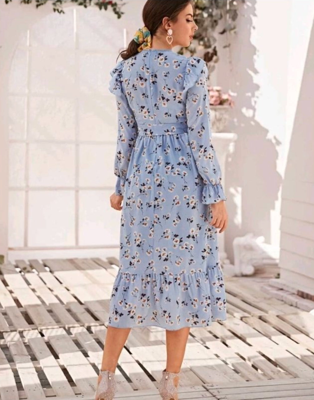 Blue floral dress S