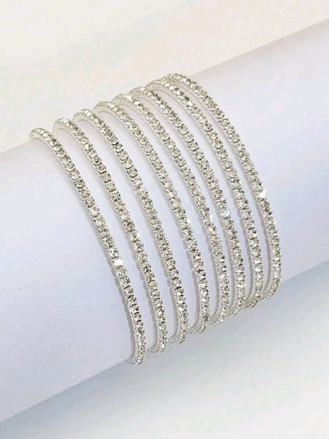 Crystal Stretchies, Silver, 8 per pack