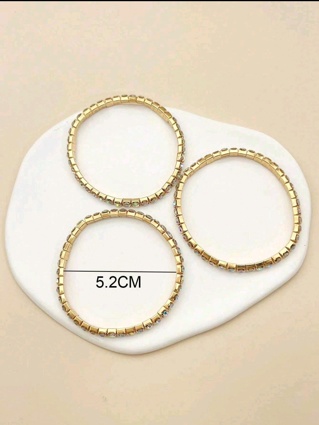 Crystal Stretchies, Gold Multicolour, 3 per pack