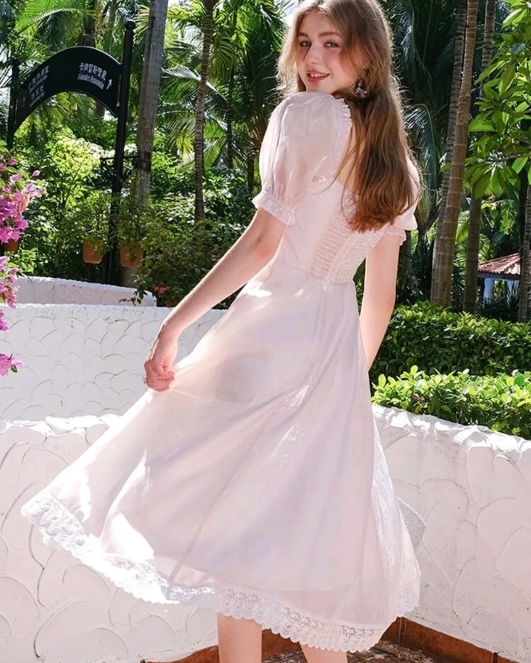 Organza light pink party dress, M size