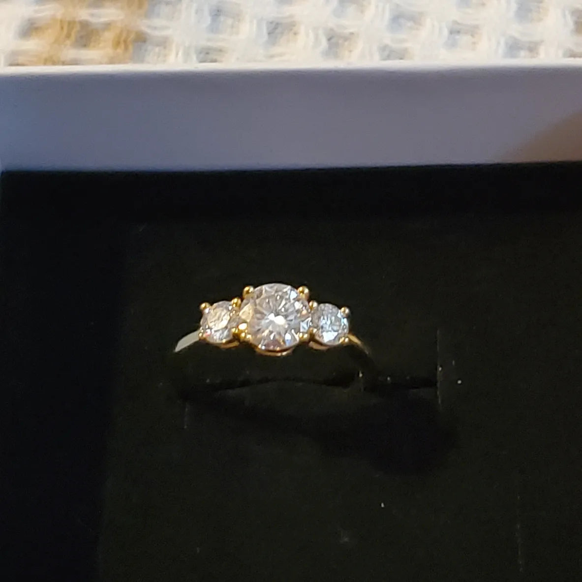 Gold Ring , Engagement Ring threestone