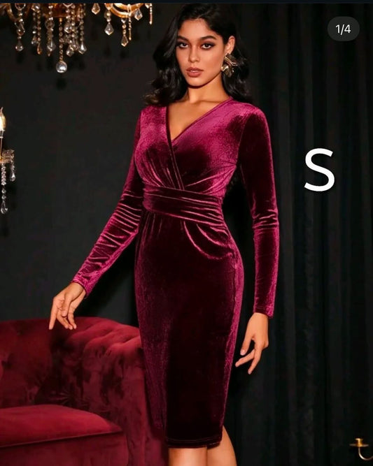 Maroon velvet Dress