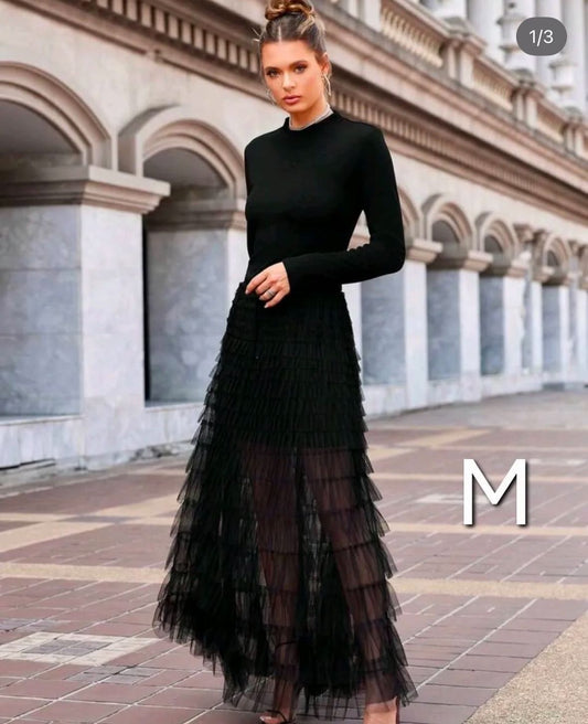 Black Frill Skirt Gown M