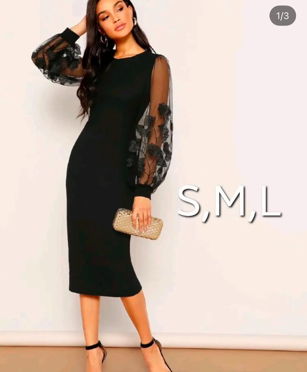 Black Dress Puff Sleeve L