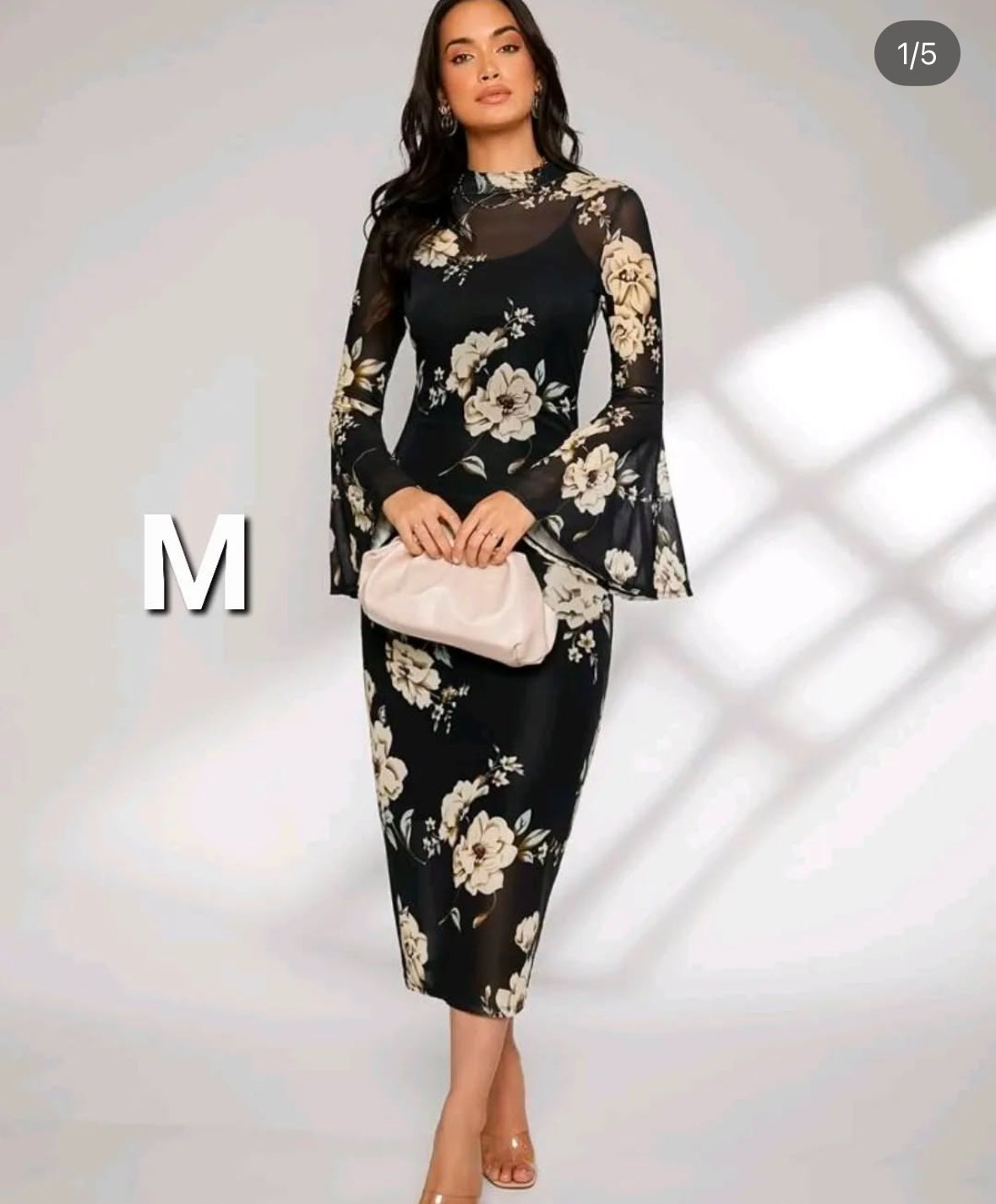Black floral dress M