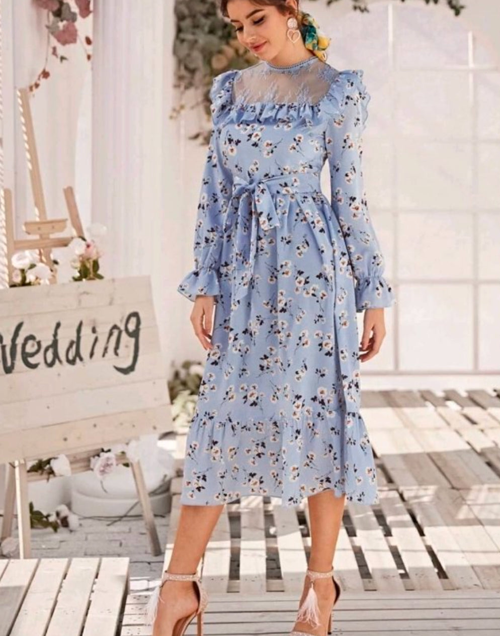 Blue floral dress S