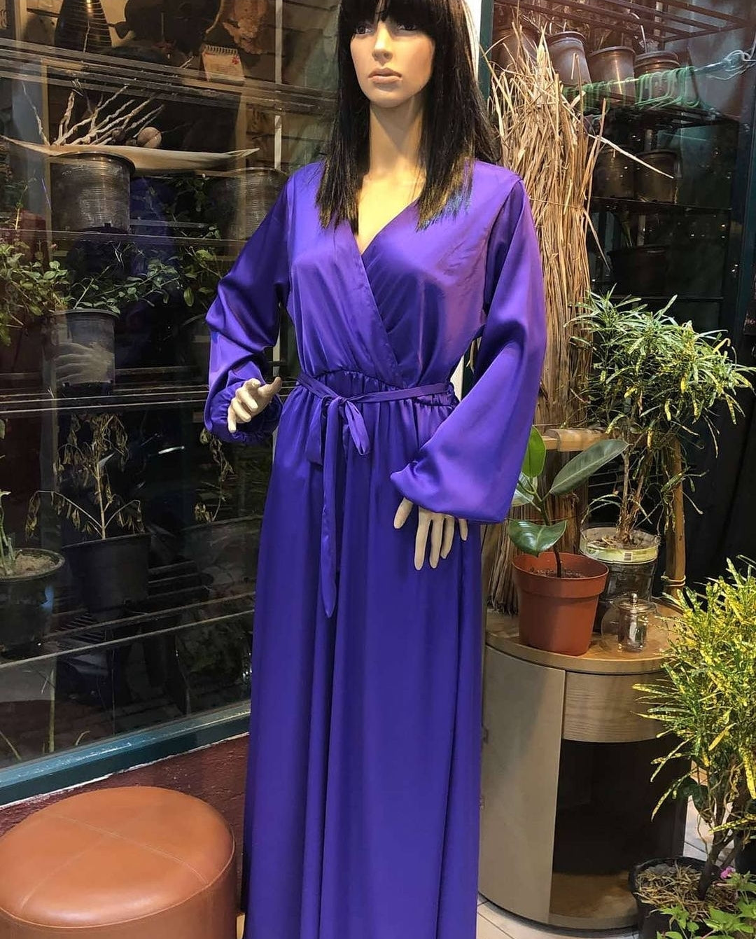 Handmade Purple Satin dress, size M,L