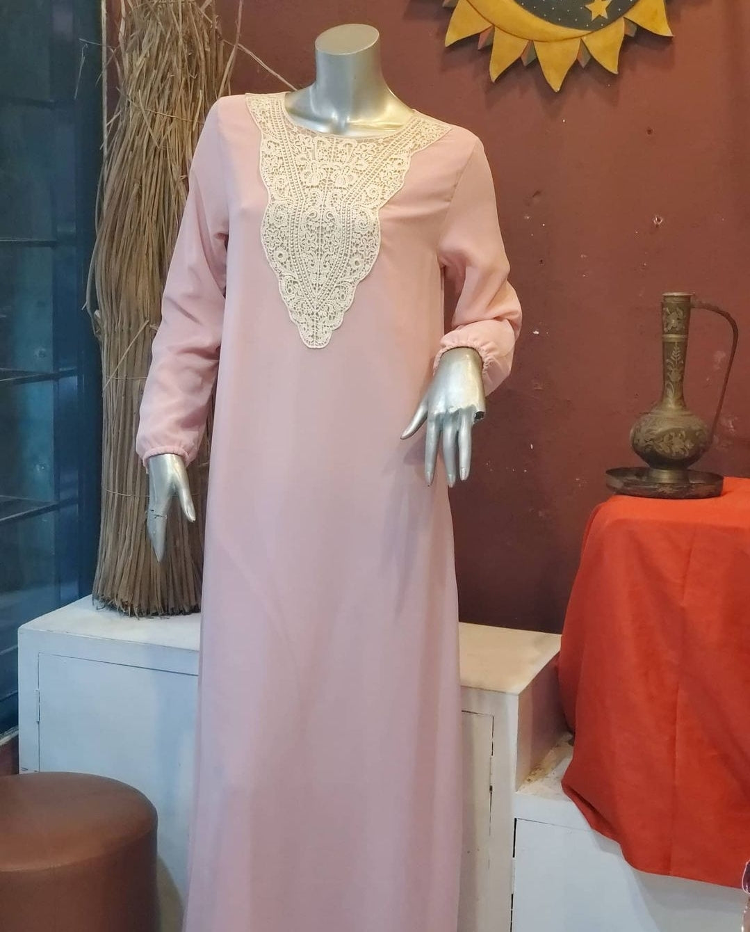 Pink chiffon dress,size S,M