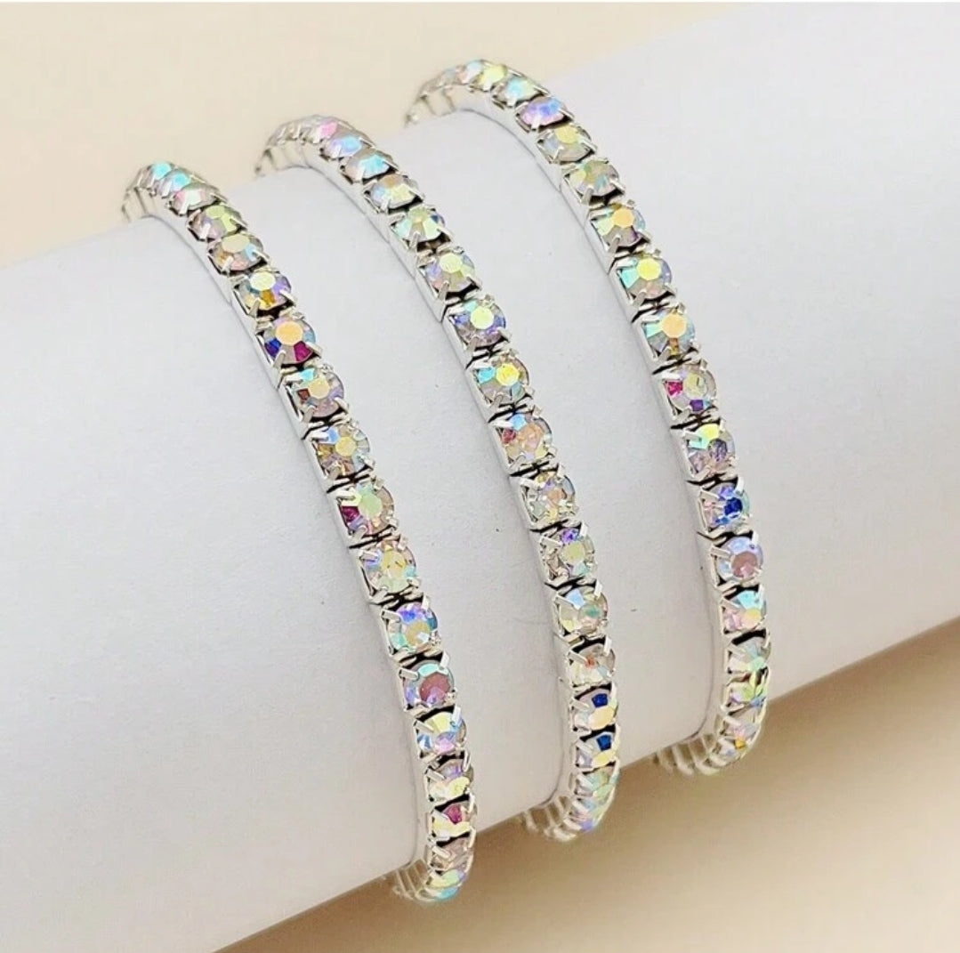 Crystal Stretchies, Silver Multicolour, 3 per pack