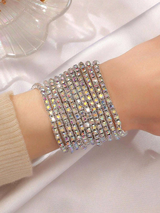 Crystal Stretchies, Silver Multicolour, 3 per pack