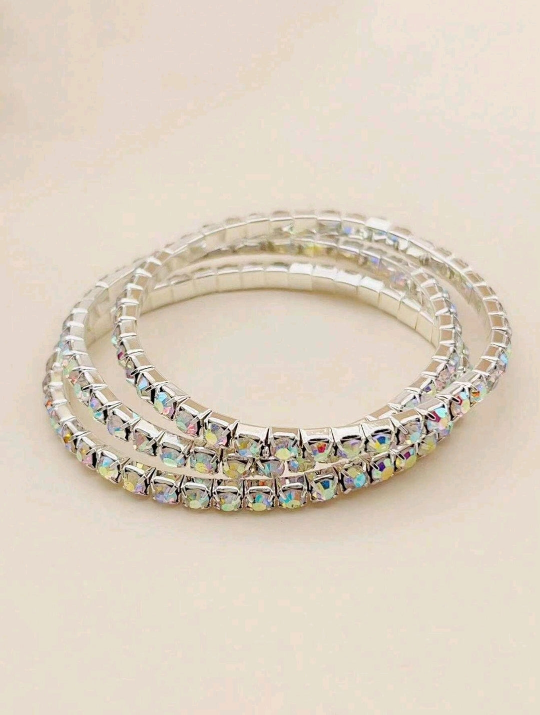 Crystal Stretchies, Silver Multicolour, 3 per pack