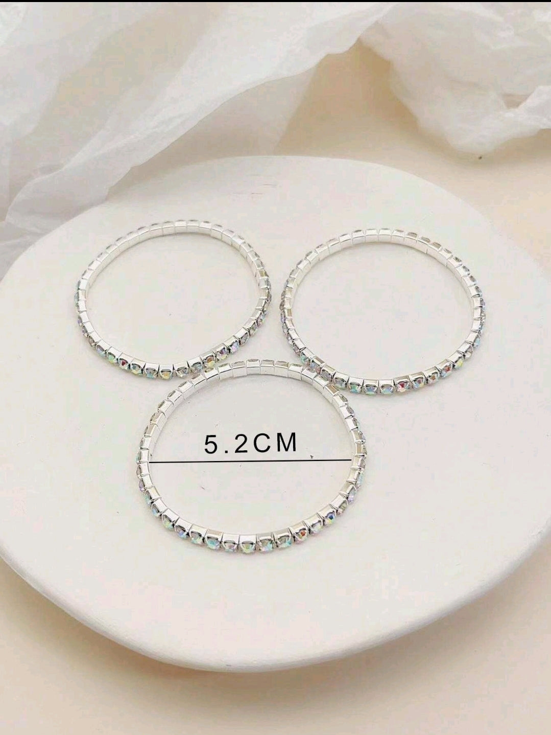 Crystal Stretchies, Silver Multicolour, 3 per pack