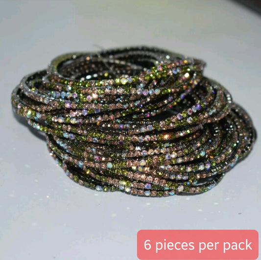 Crystal Stretchies, Black & Mix, 6 per pack