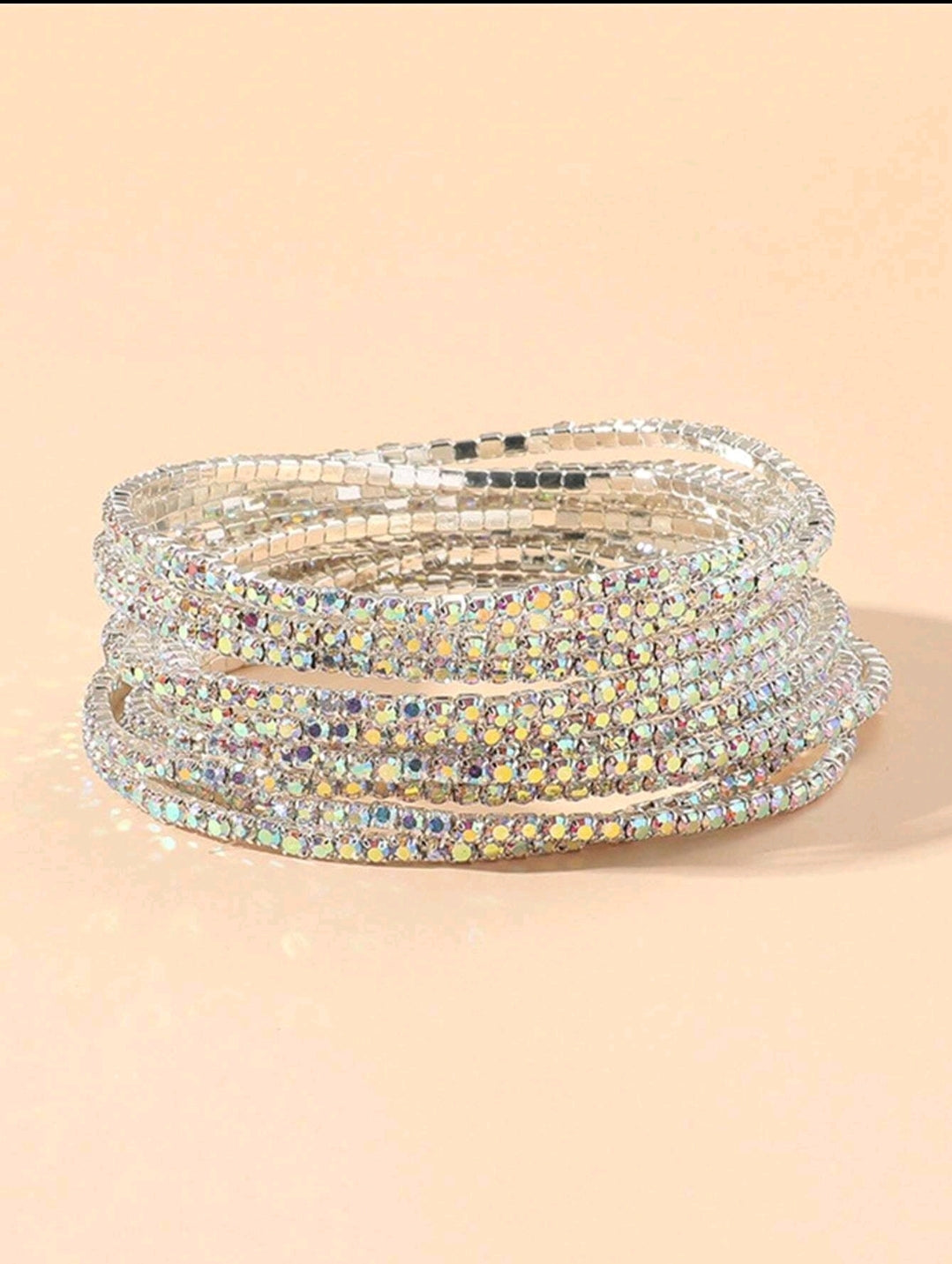 Crystal Stretchies, Silver multicolour, 8 per pack