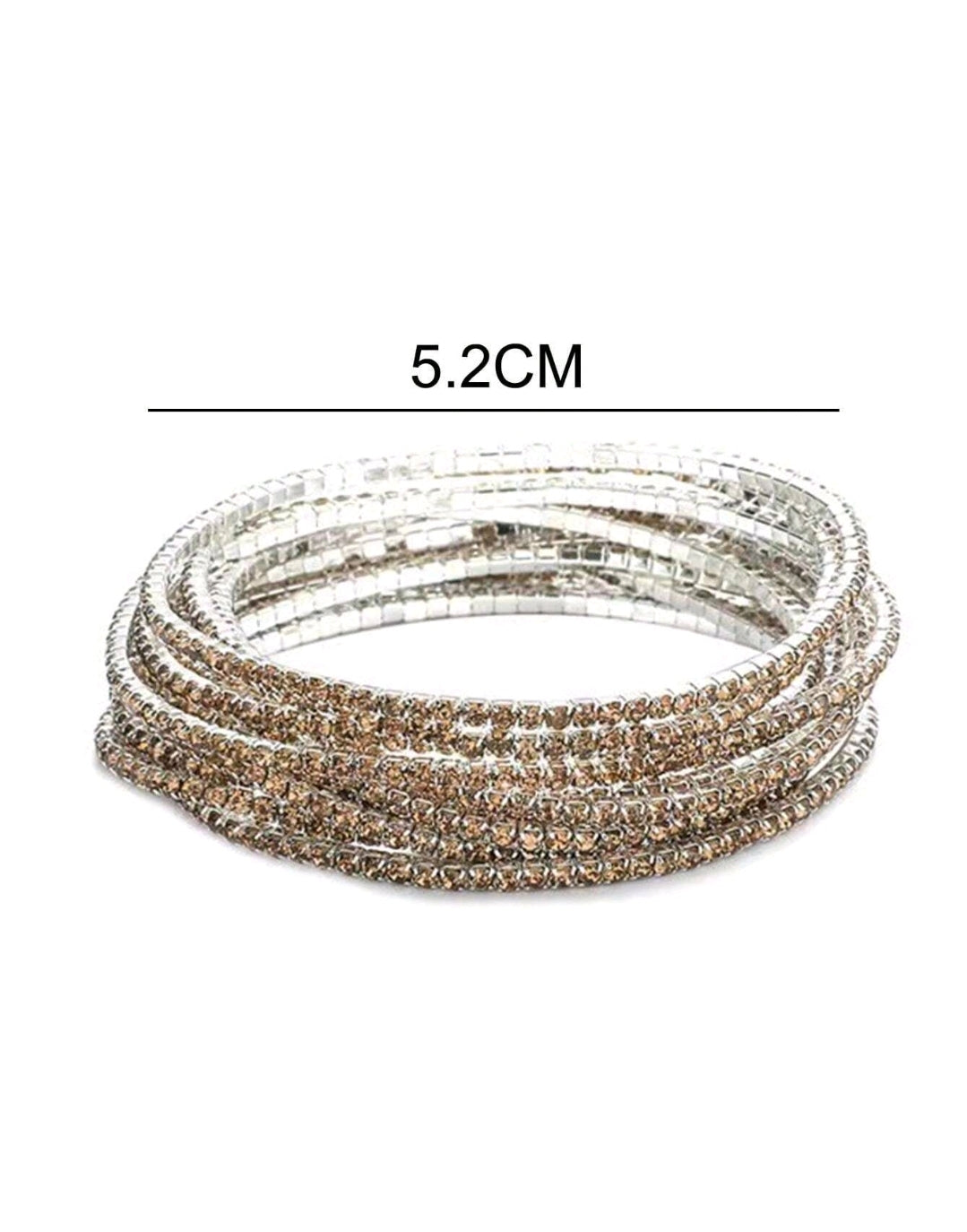 Crystal Stretchies, Silver and Champagne crystals, 8 per pack