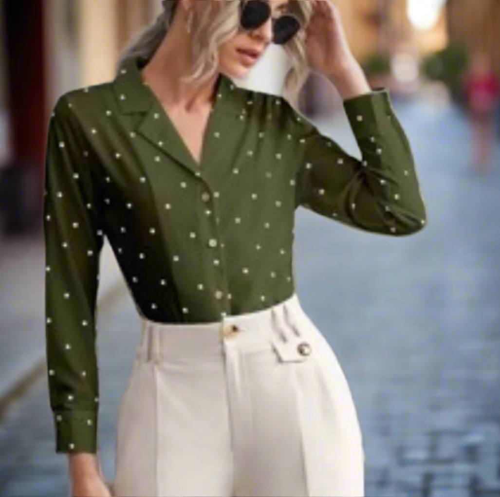 Polka dot green top