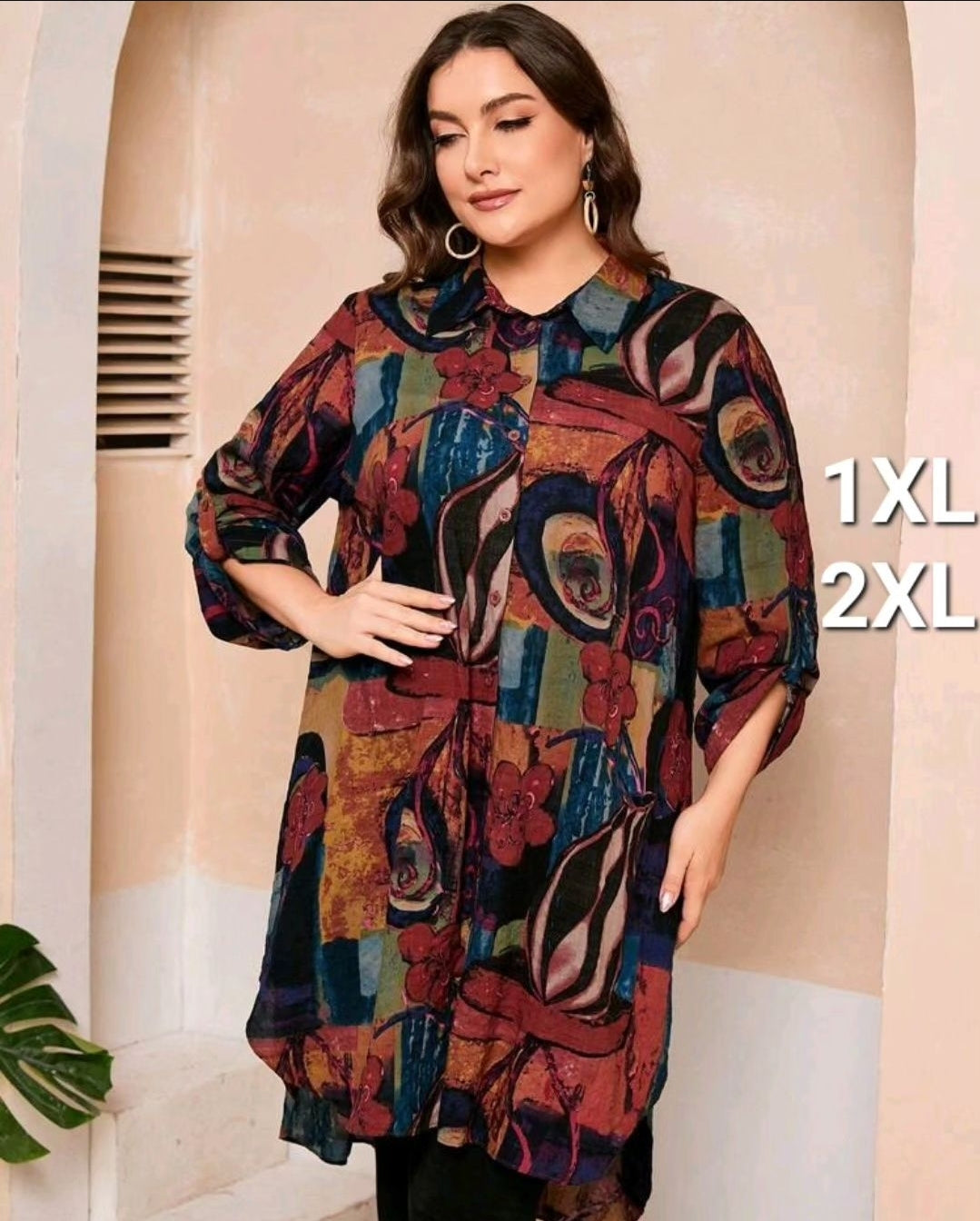 Long top multi colour, 1XL,2XL