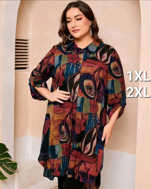 Long top multi colour, 1XL,2XL