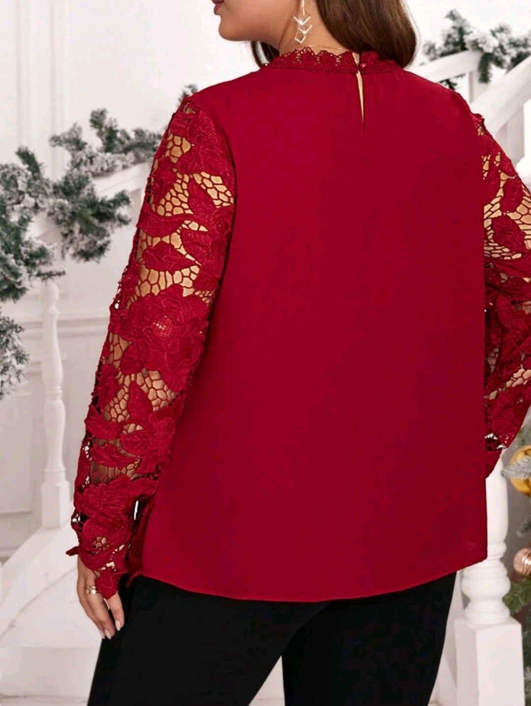 Red Lace top, 0XL