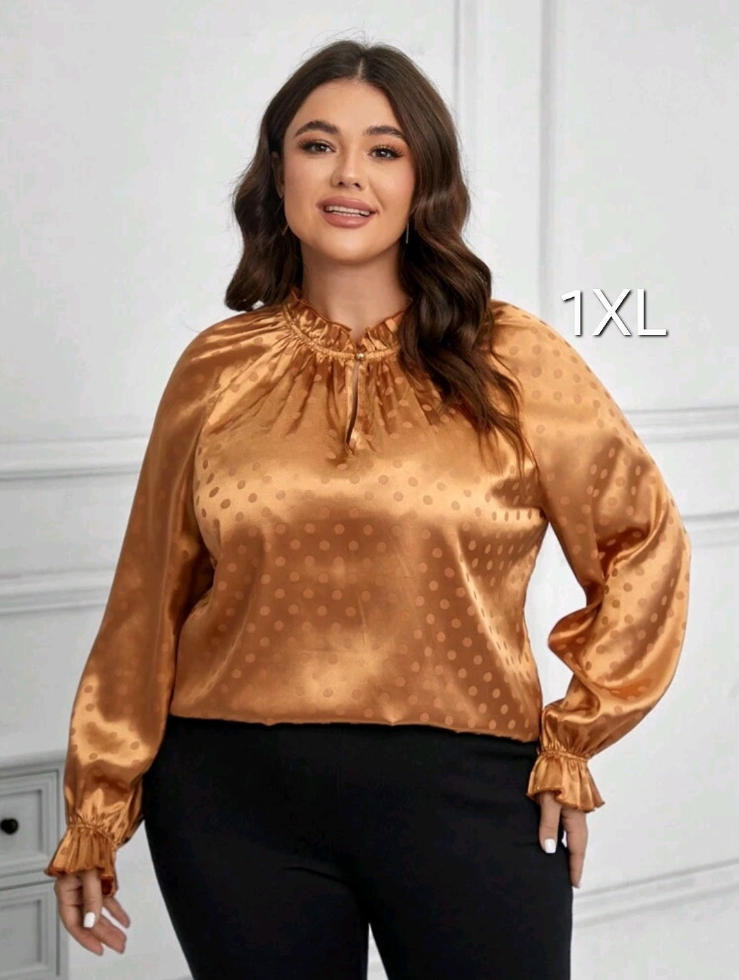 Satin gold top, 1XL