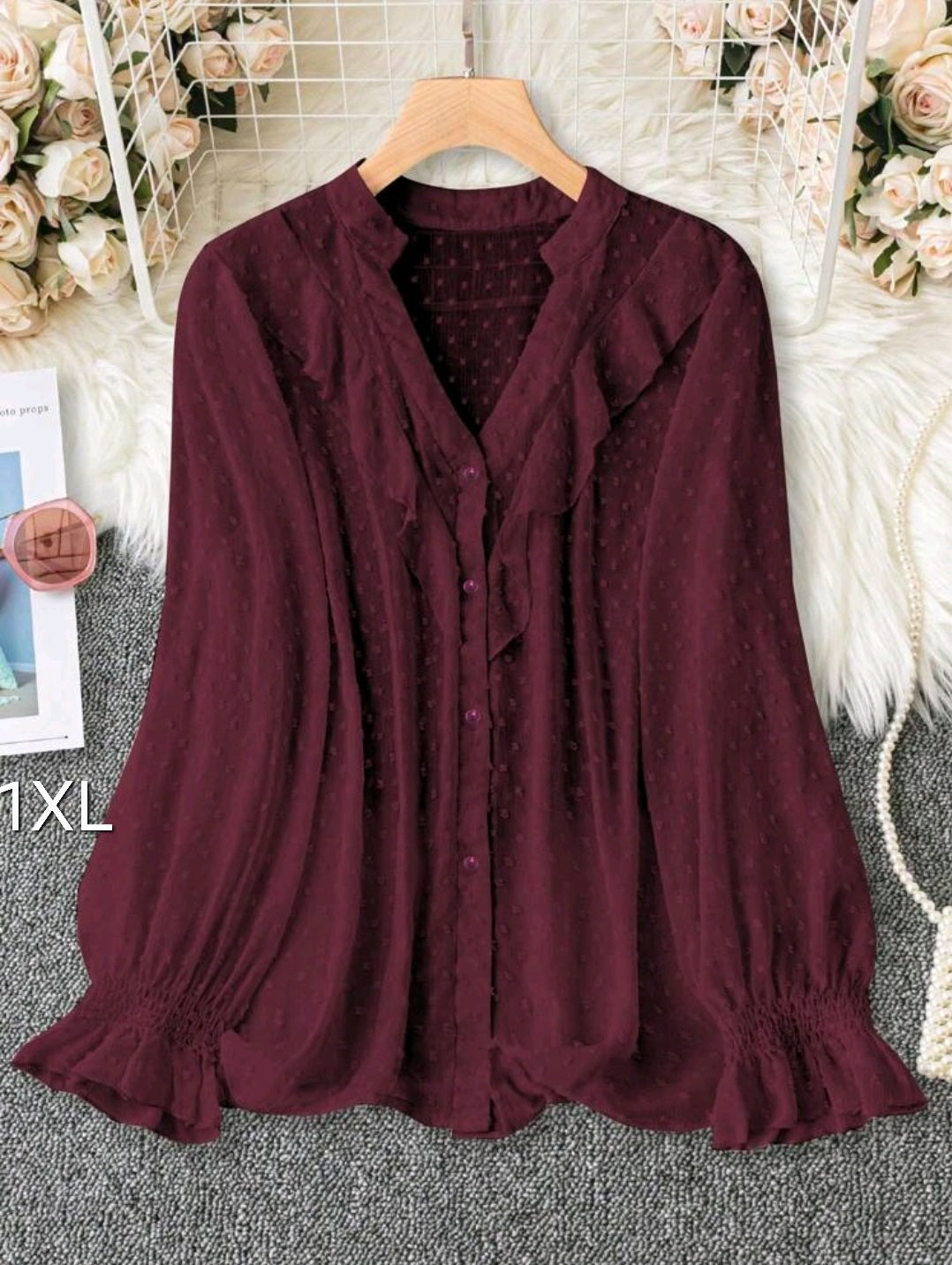 Maroon top, 1XL