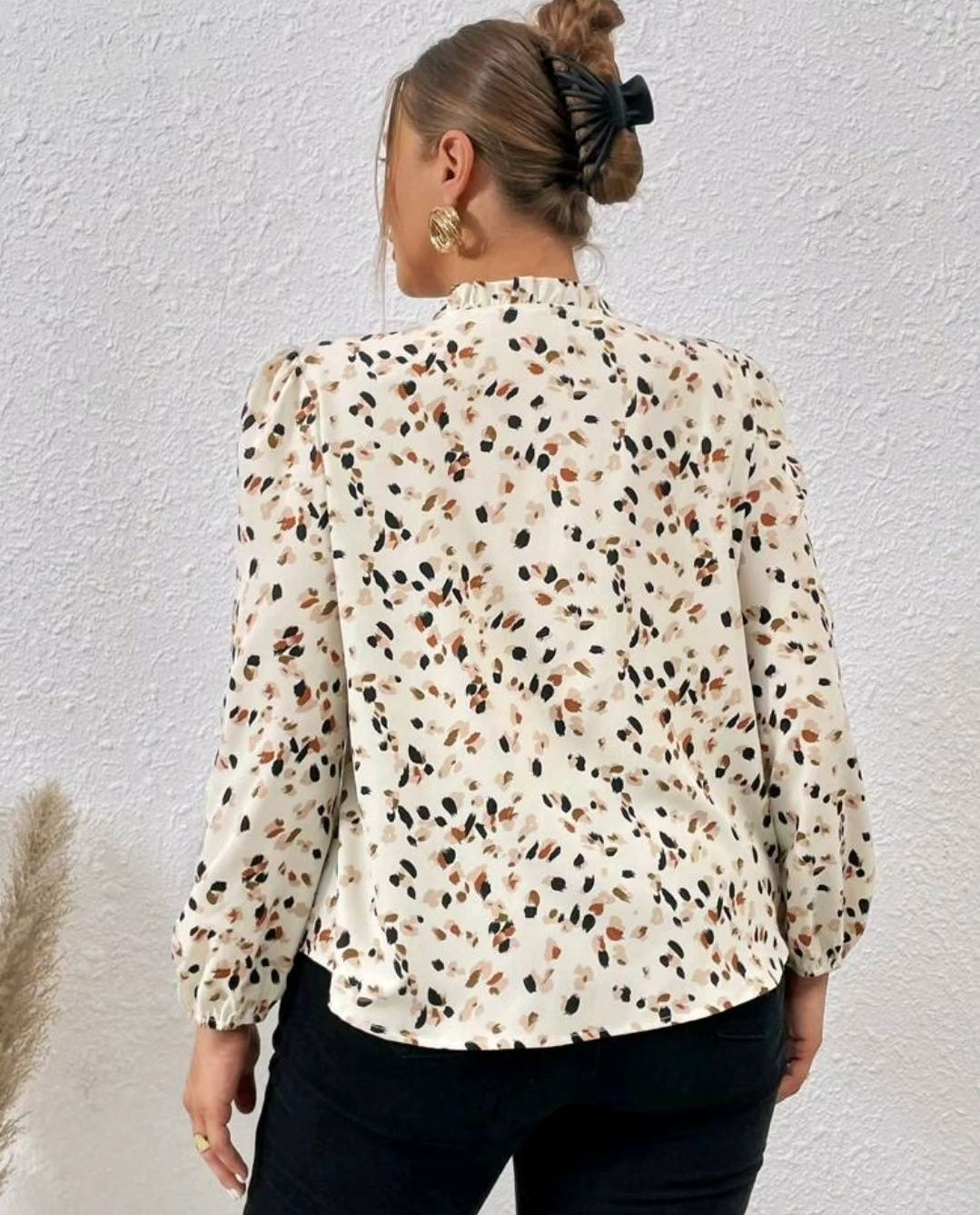 Cream Print top, 0XL