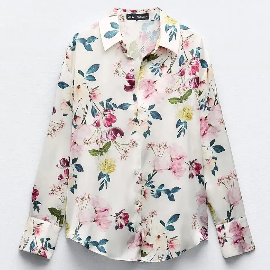 ZARA rose flower print shirt , XS