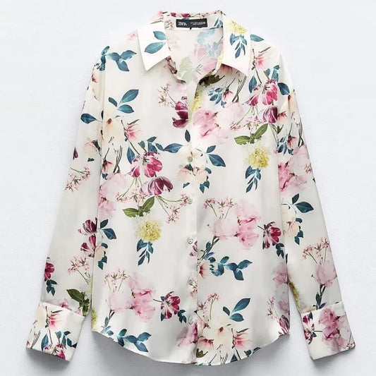 ZARA rose flower print shirt , XS