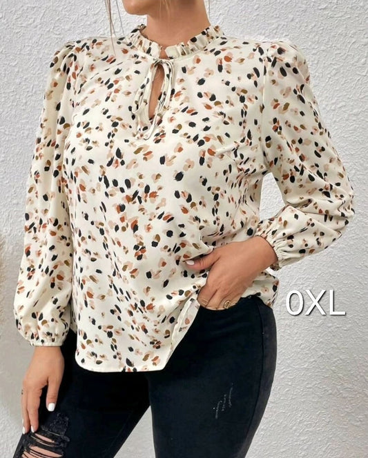 Cream Print top, 0XL