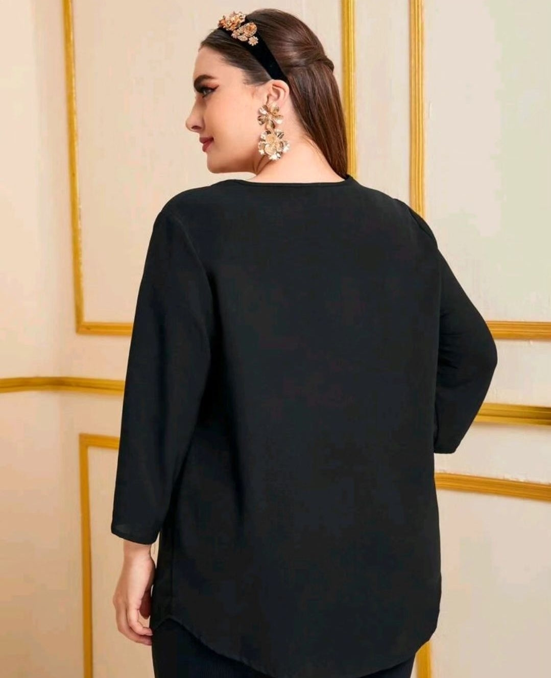 Black top flowers, 1XL