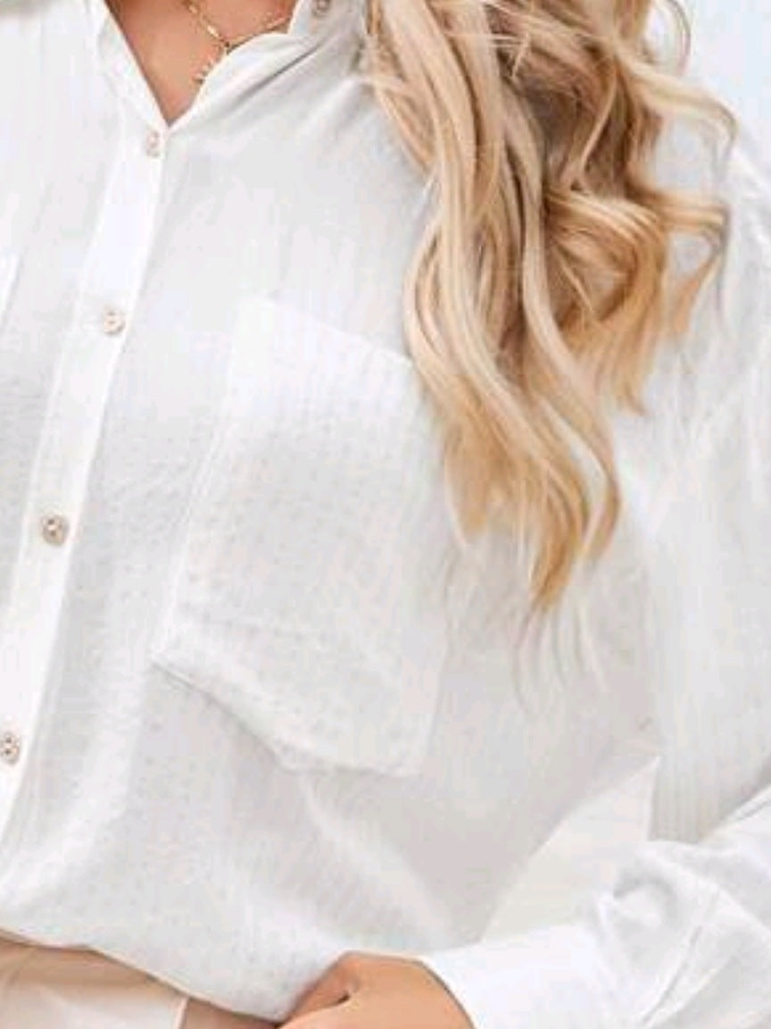 Cotton white shirt with gold thread, size XL