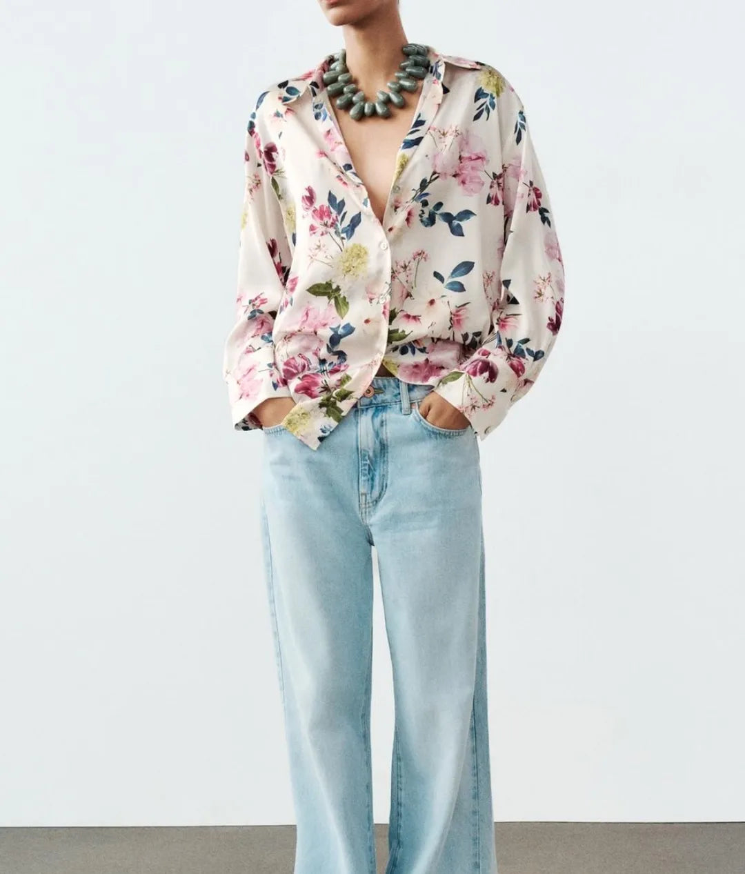 ZARA rose flower print shirt , XS